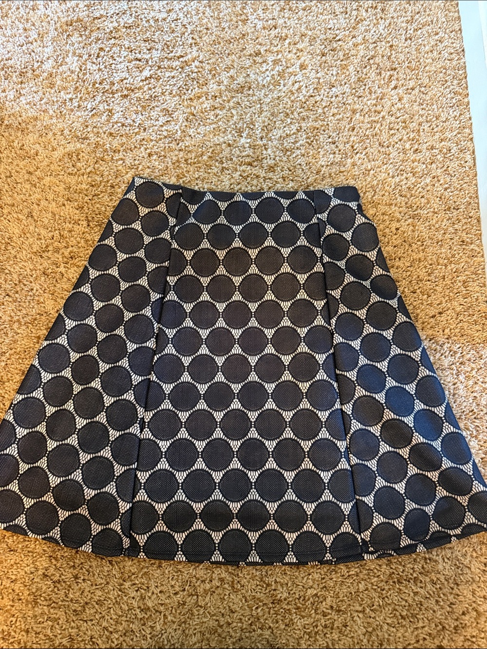 Renee C. Navy and White Circle Pattern A-Line Skirt from StitchFix